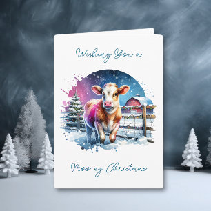 Carte Vache Festive Cute Personnalisée Noël