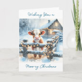 Carte Vache Festive Cute Personnalisée Noël (Devant)