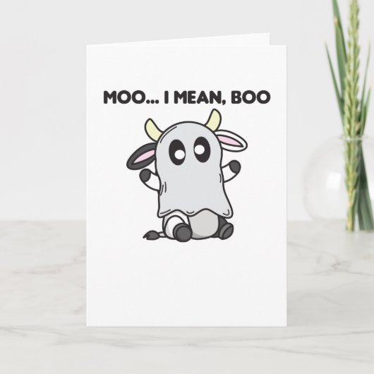 Carte Vache Ghost Cute Kawaii Halloween Moo I Mean Boo (Devant)