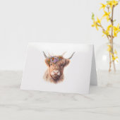 Carte Vache Highland avec aquarelle de la Couronne flora (Fleur jaune)