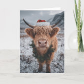 Carte Vache Highland de Noël (Devant)