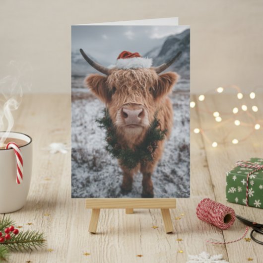 Carte Vache Highland de Noël