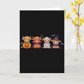 Carte Vache Highland Halloween (Fleur jaune)