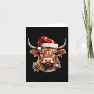 Carte Vache Highland Noël Noël Noël Père Noël Wooly Farm