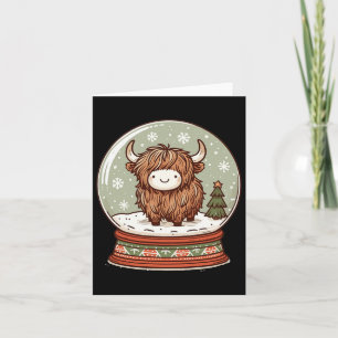 Carte Vache Highland Noël Noël Noël Père Noël Wooly Farm