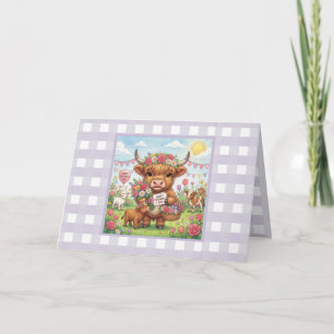 Carte Vache Highland personnalisée pour la fête des mère