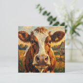Carte Vache Impasto Mignonne sur Ferme Bloc-Notes (Debout devant)