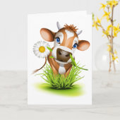 Carte Vache Jersey dans l'herbe (Fleur jaune)