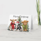 Carte Vache Joyeux Noël Veaux Bébés (Devant)