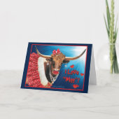 Carte Vache Longhorn de la Saint-Valentin (Devant)