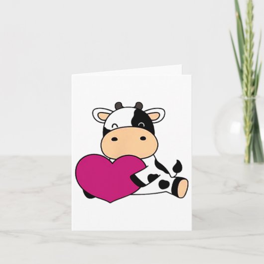 Carte Vache mignonne taille pochette Saint-Valentin Vach (Devant)