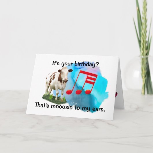 Carte Vache musicale d'anniversaire (Devant)