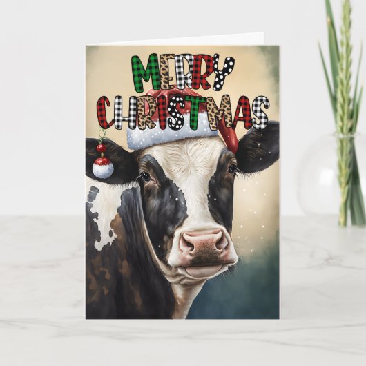 Carte Vache Plus Mignonne des Fêtes de Noël (Devant)