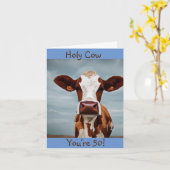 Carte Vache Sacrée Vous Avez 50 Ans (Fleur jaune)