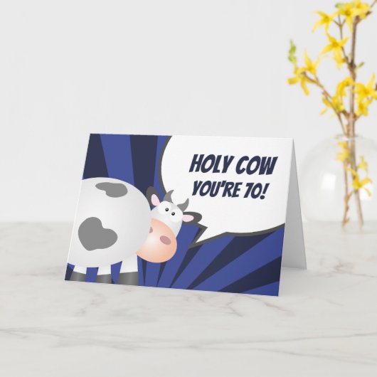 Carte Vache sacrée vous avez 70 ans C'est drôle Joyeux a (Fleur jaune)