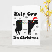 Carte Vache Sainte C'est Noël Ceinture Galloway Beltie V (Fleur jaune)