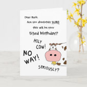 Carte Vache sainte ! C'est votre anniversaire de (Fleur jaune)
