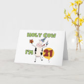 Carte Vache sainte je suis 21 T-shirts et cadeaux (Fleur jaune)