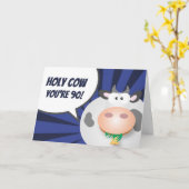 Carte Vache sainte vous êtes le joyeux (Fleur jaune)