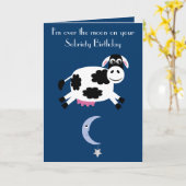 Carte Vache Sautant au-dessus de la lune Sobriety Birthd (Fleur jaune)