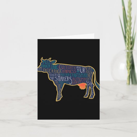 Carte Vache Silhouette Tygraphie Phrases Génisse Amusant (Devant)