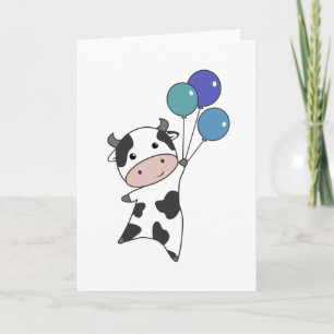 Carte Vache Veau Mouches Ballons Bons Bêtes Animaux