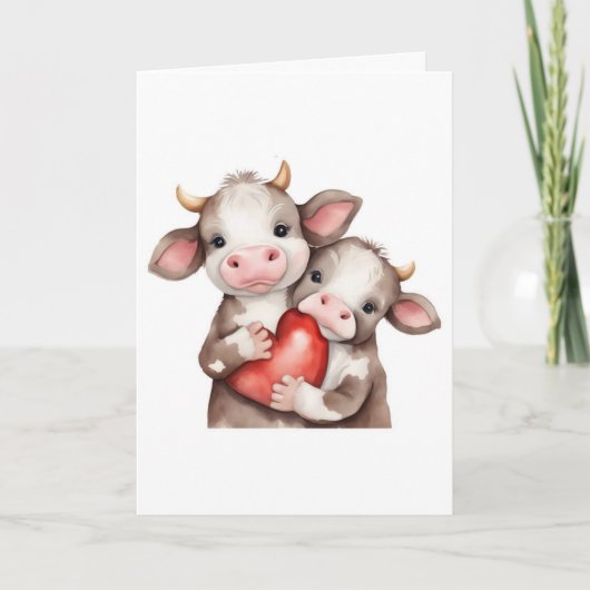 Carte Vaches adorables pour la Saint-Valentin (Devant)