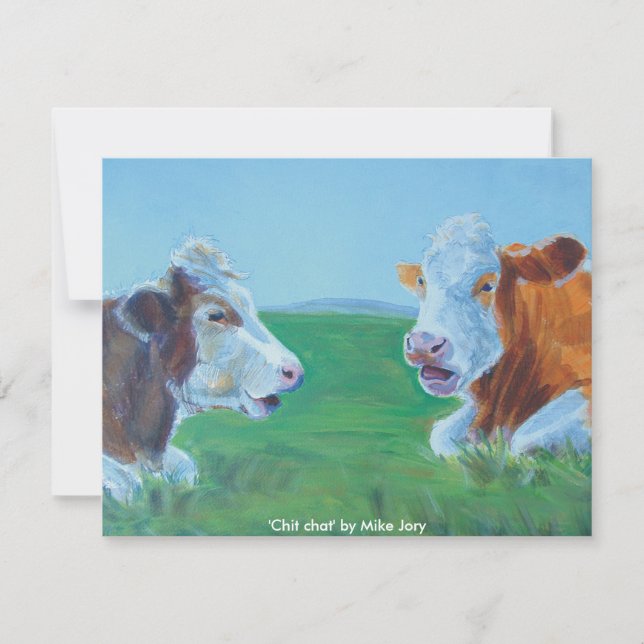 Carte Vaches bavardant & couché en bas de l'illustration (Devant)