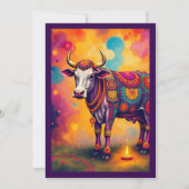 Carte Vaches colorées du Diwali dans des déguisements fe (Dos)
