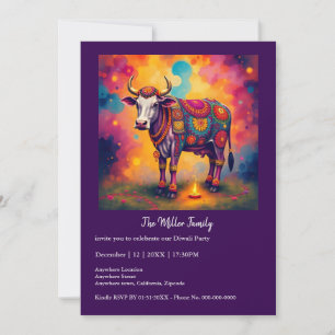 Carte Vaches colorées du Diwali dans des déguisements fe