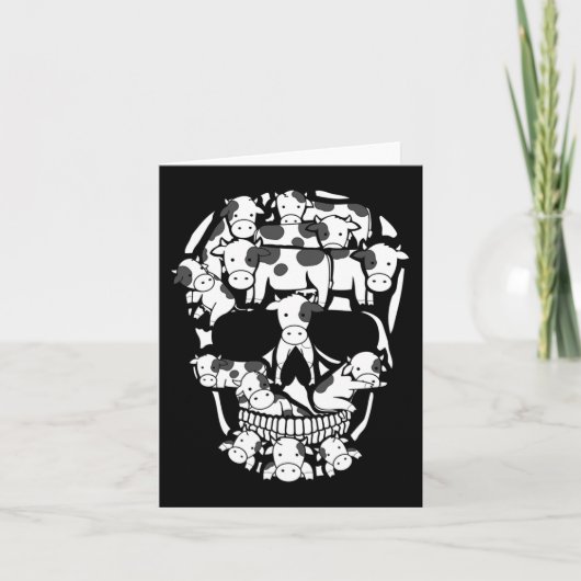 Carte Vaches ferme squelette Halloween fermier vache crâ (Devant)