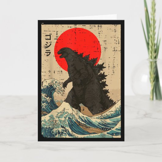 Carte Vague de Kaiju japonais Soleil rouge Japon Monstre (Devant)