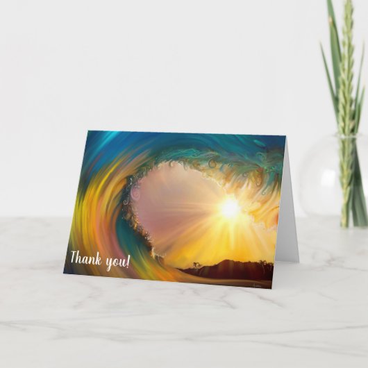 Carte Vague tropicale couleur brillante au coucher du so (Devant)