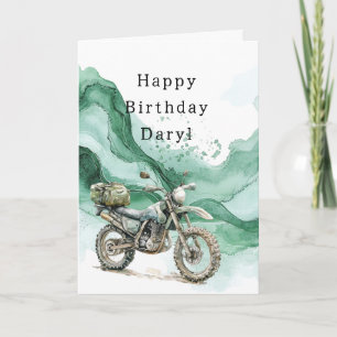 Carte Vague Vert Anniversaire Moto Abstrait