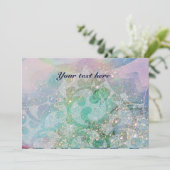 Carte VAGUES ABSTRAITES ,Bleu sarcelle ,Vert Bleu Mariag (Debout devant)