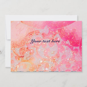 Carte VAGUES, brillant rouge violet bleu rose or scintil