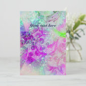 Carte VAGUES, brillant violet vert bleu vert rose or (Debout devant)