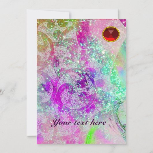 Carte VAGUES, brillant violet vert bleu vert rose or (Dos)