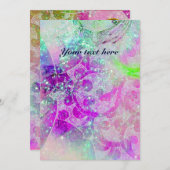 Carte VAGUES, brillant violet vert bleu vert rose or (Devant / Derrière)