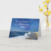 Carte Vagues d'anniversaire de Godson sur Ocean Blue Sky (Fleur jaune)