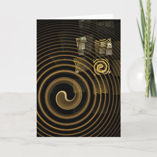 Carte Vagues dorées hypnotiques Art abstrait moderne (Devant)