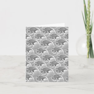 Carte Vagues japonaises vintages, gris / gris / blanc