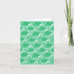 Carte Vagues japonaises vintages, Jade Green et White