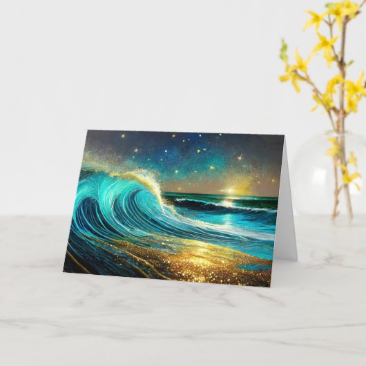 Carte Vagues océaniques clignantes (Fleur jaune)