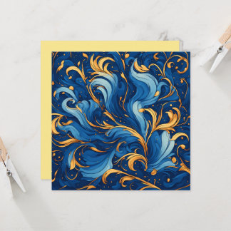 Carte Vagues royales de fantaisie Tourbillons de bleu et