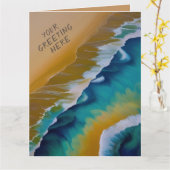 Carte Vagues sur une plage de sable toute occasion (Fleur jaune)