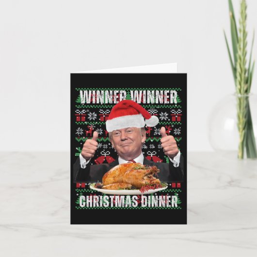 Carte Vainqueur du dîner de Noël Humour Funny Trump X (Devant)
