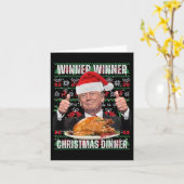 Carte Vainqueur du dîner de Noël Humour Funny Trump X (Fleur jaune)