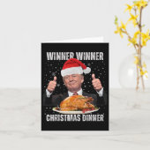Carte Vainqueur du dîner de Noël Humour Funny Trump X (Fleur jaune)