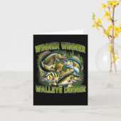 Carte Vainqueur Walleye Dinner Funny Walleye Fishing (Fleur jaune)
